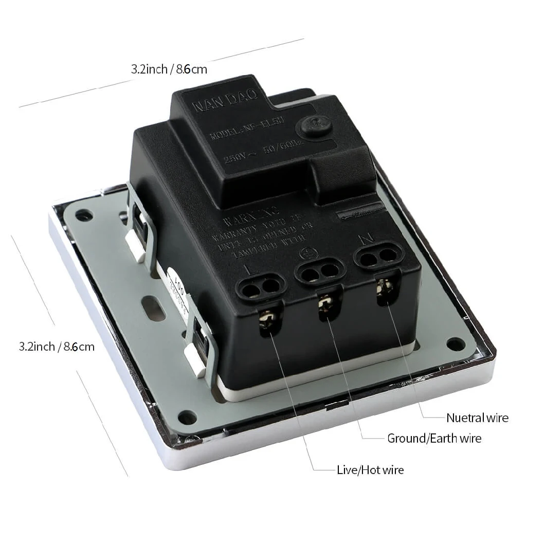 3.2-Inch Square with 3 Different Linear Safety Sockets Factory Directly Sale Design Outlet GFCI Breaker with 13A 250V Pure Copper CE Certificate NF-EL5u-13