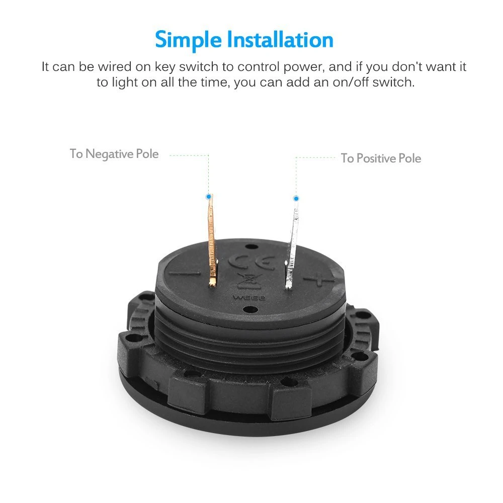 12V LED Display Voltmeter Waterproof Socket with Blue Digital Round Panel