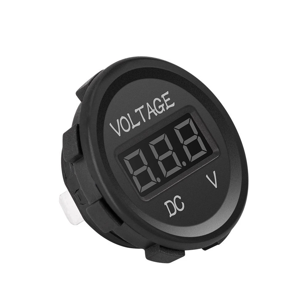 12V LED Display Voltmeter Waterproof Socket with Blue Digital Round Panel