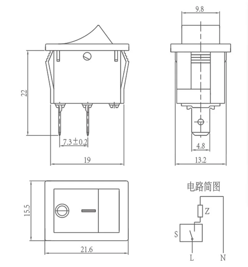 Gq111 Square Push Button Switch Rocker Switch for Water Dispenser with ENEC TUV UL