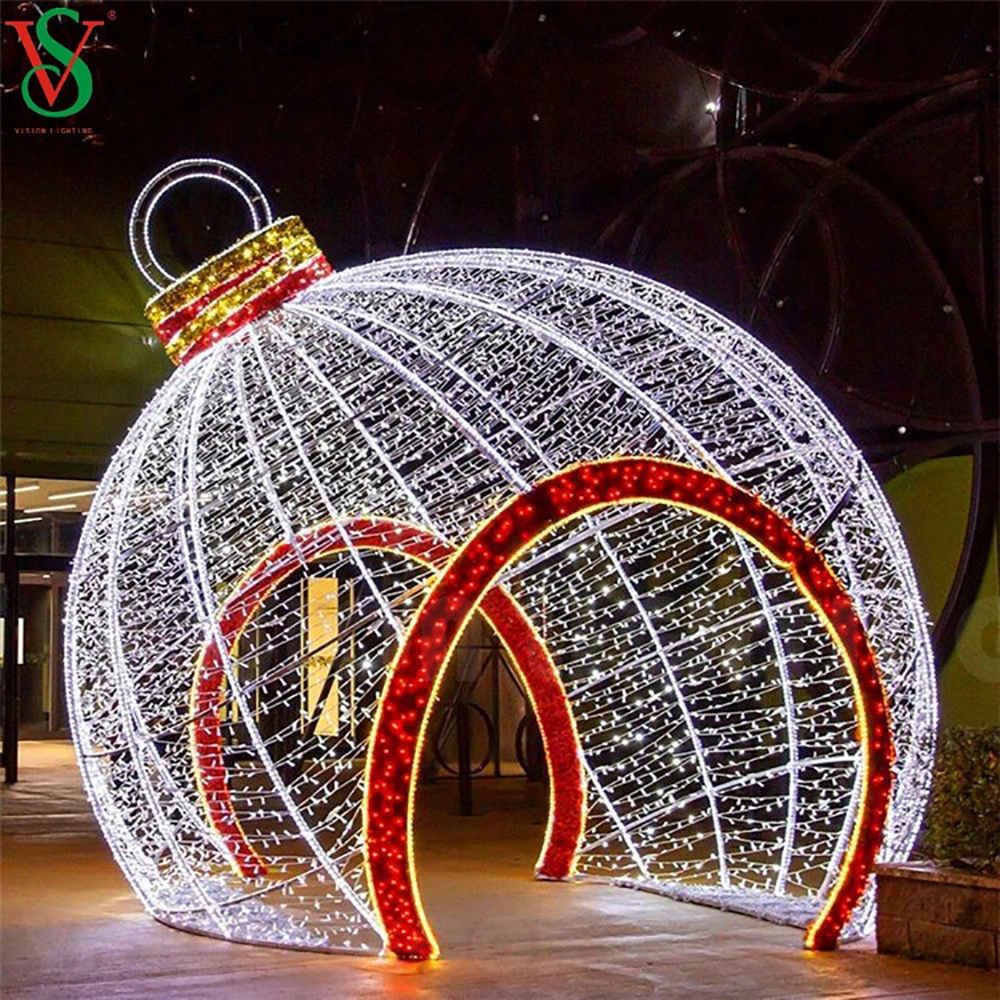 Christmas Outdoor IP65 Street 3D Giant Ball Motif Sculpture Giant Ball Arch Decoration Light